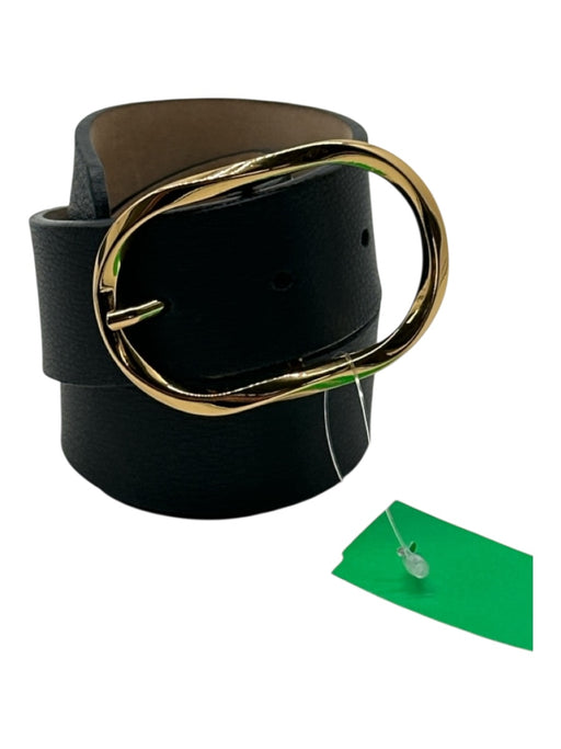 B-Low The Belt Black Leather Gold Tone Hardware Wide Oval Buckle Belts Black / S