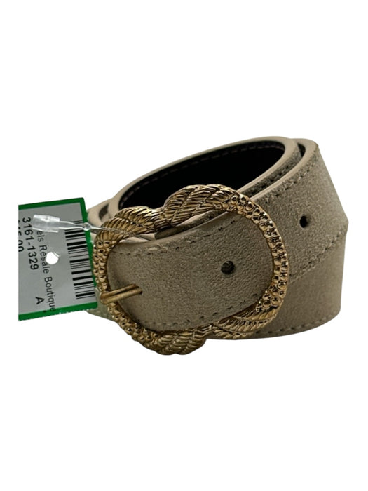 Sezane Cream Leather Suede Gold Tone Hardware Buckle Belts Cream / 85 / 34