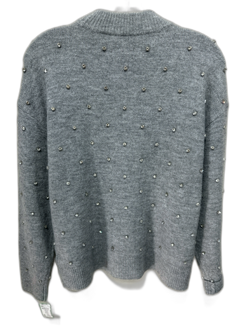 Pistola Size XS Gray Acrylic Blend Knit Rhinestone Ribbed Hem Crewneck Sweater Gray / XS