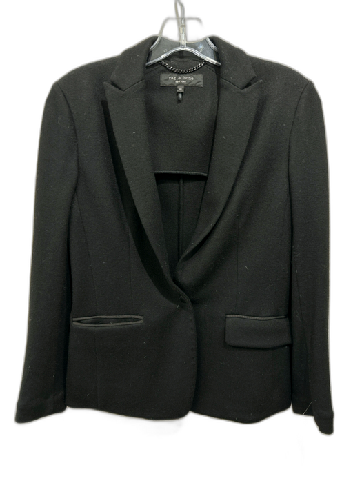 Rag & Bone Size 00 Black Wool Long Sleeve One Button Collar Blazer Jacket Black / 00