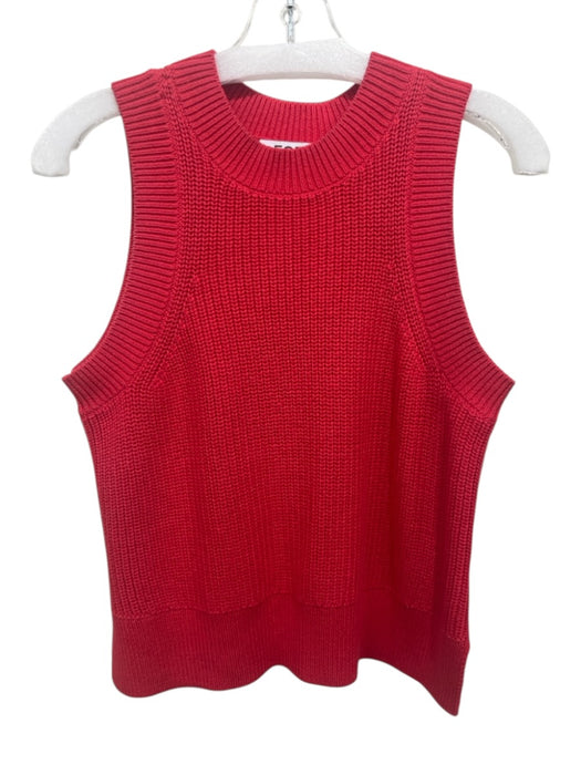 525 Size XS Red Cotton Ribbed Knit Sleeveless Sweater Vest Red / XS