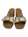 Veronica Beard Shoe Size 6.5 Gold Leather Cork Metallic Buckle Mule Sandals Gold / 6.5