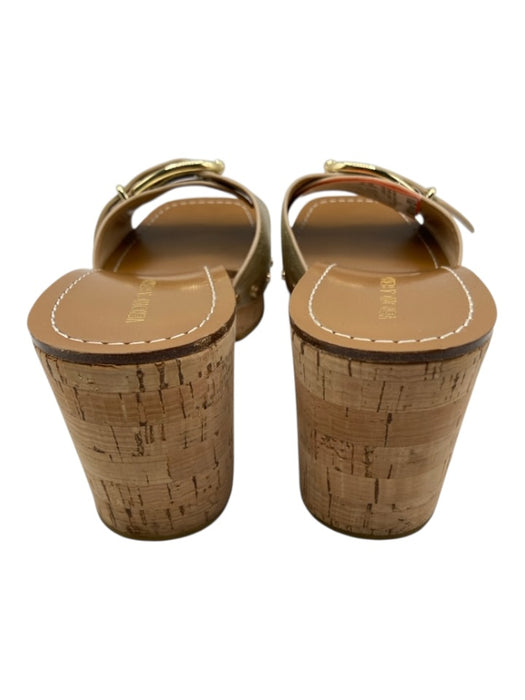 Veronica Beard Shoe Size 6.5 Gold Leather Cork Metallic Buckle Mule Sandals Gold / 6.5