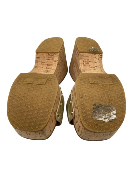 Veronica Beard Shoe Size 6.5 Gold Leather Cork Metallic Buckle Mule Sandals Gold / 6.5