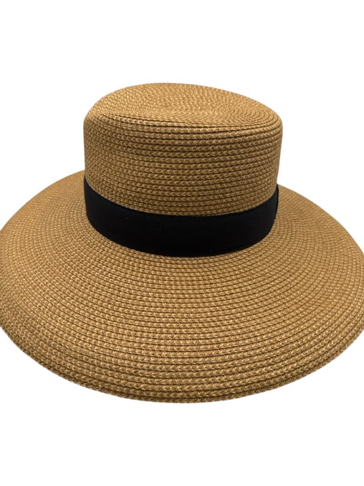 Eric Javits Light Brown & Black Grosgrain Ribbon UPF 50+ Sun Hat Light Brown & Black / One Size