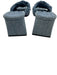 Open Edit Shoe Size 6.5 Blue Denim Raw Edge Peep Toe Mule Low Block Heel Sandals Blue / 6.5