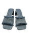 Open Edit Shoe Size 6.5 Blue Denim Raw Edge Peep Toe Mule Low Block Heel Sandals Blue / 6.5