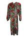 Maison Hotel Size XS Red, Green, Multi Cotton Long puff sleeve Buttons Dress Red, Green, Multi / XS