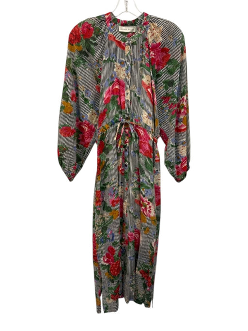 Maison Hotel Size XS Red, Green, Multi Cotton Long puff sleeve Buttons Dress Red, Green, Multi / XS