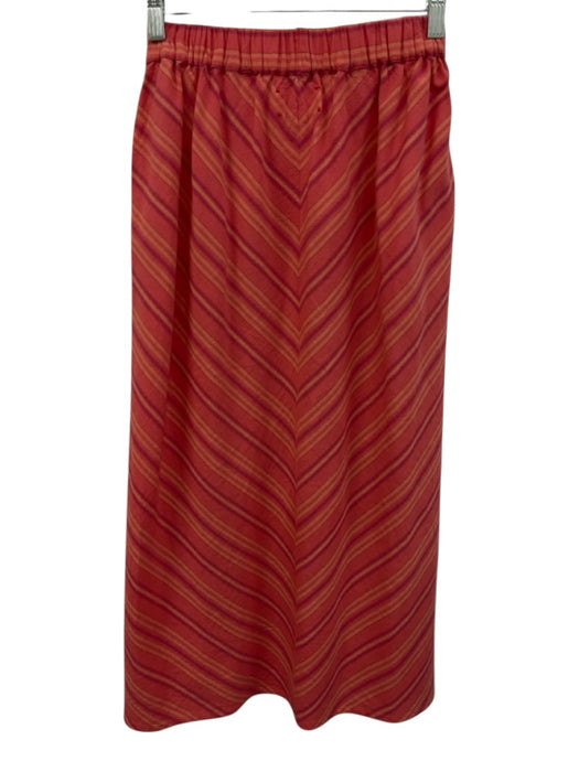 XiRENA Size XS Pink, Orange, Purple Cotton Waist Tie Stripe Midi Skirt Pink, Orange, Purple / XS