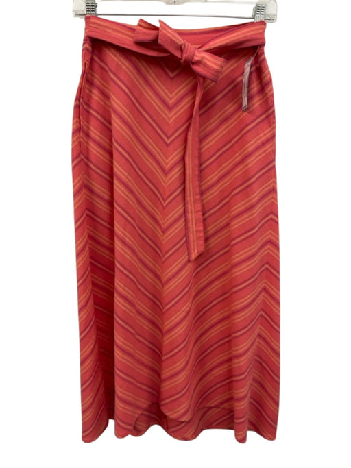 XiRENA Size XS Pink, Orange, Purple Cotton Waist Tie Stripe Midi Skirt Pink, Orange, Purple / XS