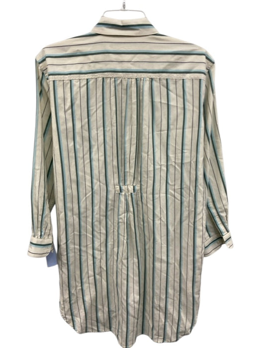 Trovata Birds of Paradis Size XS Cream White & Teal Blue Cotton Striped Dress Cream White & Teal Blue / XS