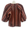 Tanya Taylor Size XS Brown, Red, White Viscose Short Sleeve Striped Top Brown, Red, White / XS
