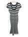 Toccin NY Size XS White & Navy Scoop Back Stripe Metallic Thread Dress White & Navy / XS