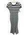 Toccin NY Size XS White & Navy Scoop Back Stripe Metallic Thread Dress White & Navy / XS