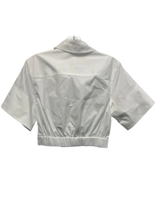 Simkhai Size S White Cotton Short Sleeve Button Up Crop Top White / S