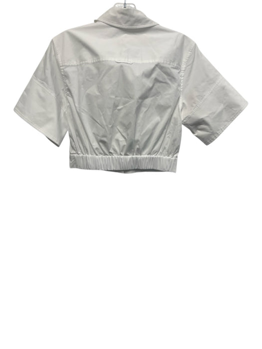 Simkhai Size S White Cotton Short Sleeve Button Up Crop Top White / S