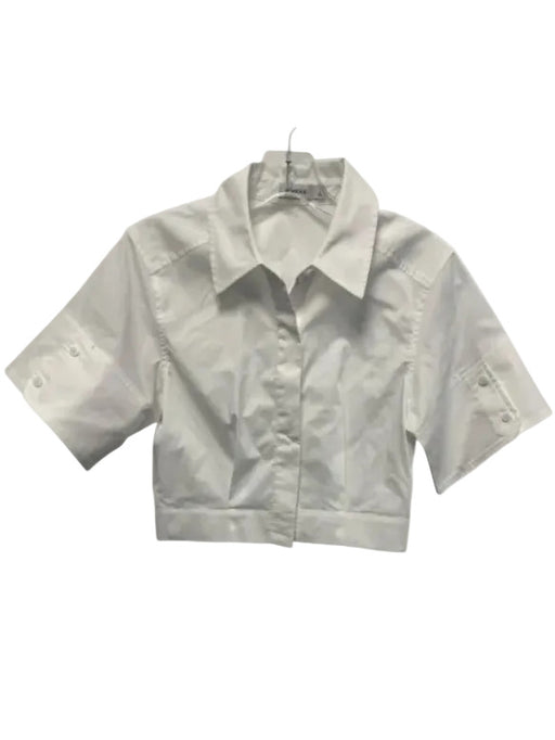 Simkhai Size S White Cotton Short Sleeve Button Up Crop Top White / S
