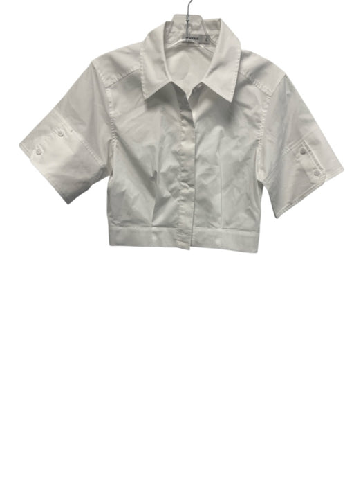 Simkhai Size S White Cotton Short Sleeve Button Up Crop Top White / S