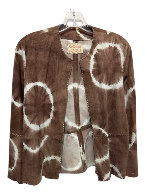 Patricia Viera Size Medium Brown & Cream Suede Tie Dye Whipstitch Jacket Brown & Cream / Medium