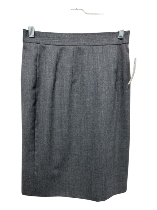 Richard Tyler Size 8 Gray Wool & Silk Back Zip Darted Back Slit Pencil Skirt Gray / 8