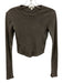Agolde Size XS Taupe Gray Cotton Blend Ribbed Long Sleeve Cropped Top Taupe Gray / XS
