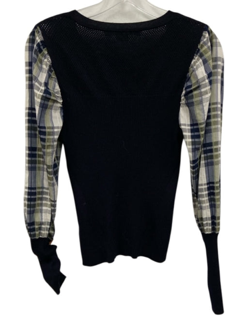 Veronica Beard Size XS Midnight Blue & White Wool Blend Perforated Knit Top Midnight Blue & White / XS