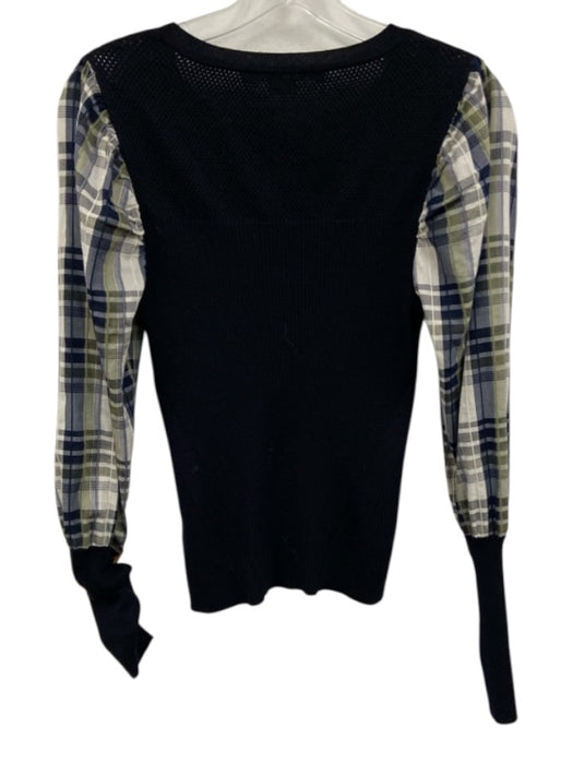 Veronica Beard Size XS Midnight Blue & White Wool Blend Perforated Knit Top Midnight Blue & White / XS