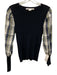 Veronica Beard Size XS Midnight Blue & White Wool Blend Perforated Knit Top Midnight Blue & White / XS