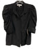 Frame Size XS Black Silk 1/2 Sleeve Puff Shoulder Button Up Top Black / XS
