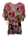 Alice + Olivia Size 0 Purple, Red & Green Silk Blend Floral 1/2 Sleeve Dress Purple, Red & Green / 0