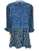 Alice + Olivia Size 0 Blue & White Polyester Floral Accordion Pleat V Neck Dress Blue & White / 0