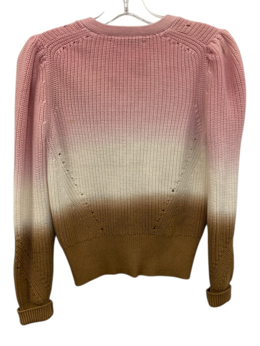 Veronica Beard Size XS Pink, White & Brown Cotton Gradient Ribbed Knit Sweater Pink, White & Brown / XS