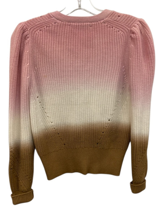 Veronica Beard Size XS Pink, White & Brown Cotton Gradient Ribbed Knit Sweater Pink, White & Brown / XS