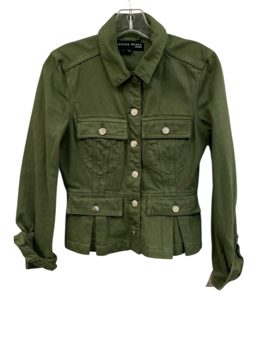 Veronica Beard Jeans Size XS Green Cotton Denim Button Front Collared Jacket Green / XS