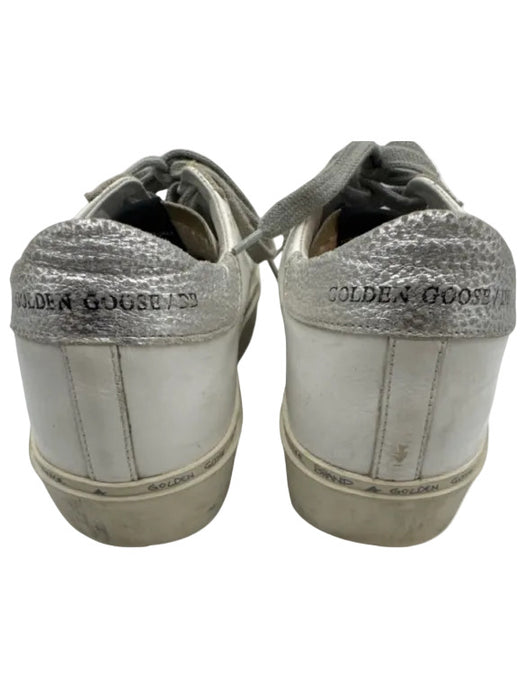 Golden Goose Shoe Size 37 White & Silver Leather Upper Metallic Detail Sneakers White & Silver / 37
