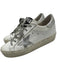 Golden Goose Shoe Size 37 White & Silver Leather Upper Metallic Detail Sneakers White & Silver / 37