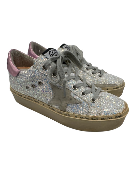 Golden Goose Shoe Size 36 White & Pink Leather Upper Glitter Low Top Sneakers White & Pink / 36