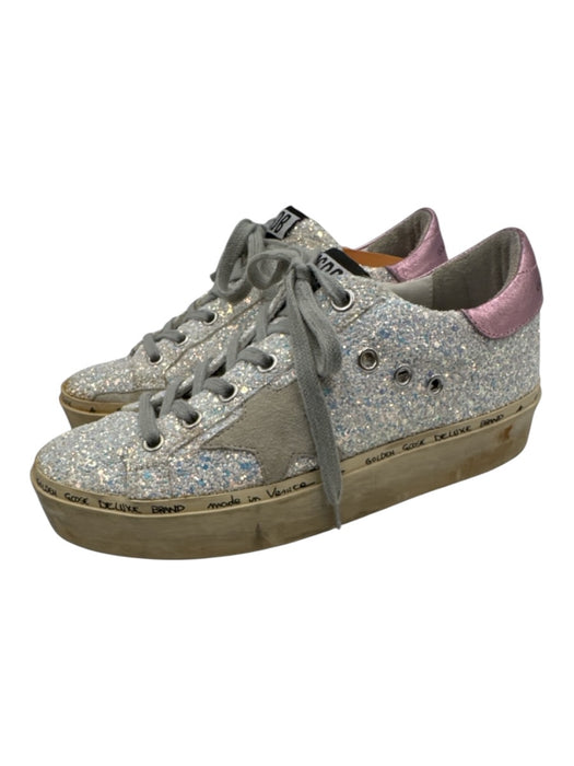 Golden Goose Shoe Size 36 White & Pink Leather Upper Glitter Low Top Sneakers White & Pink / 36