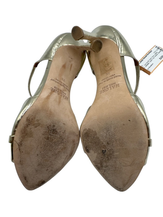 Malone Souliers Shoe Size 36 Gold Tone Leather Upper Metallic Open Toe Mules Gold Tone / 36