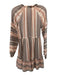 Veronica Beard Size S Mauve Pink & Blue Cotton Long puff sleeve Geometric Dress Mauve Pink & Blue / S