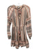 Veronica Beard Size S Mauve Pink & Blue Cotton Long puff sleeve Geometric Dress Mauve Pink & Blue / S