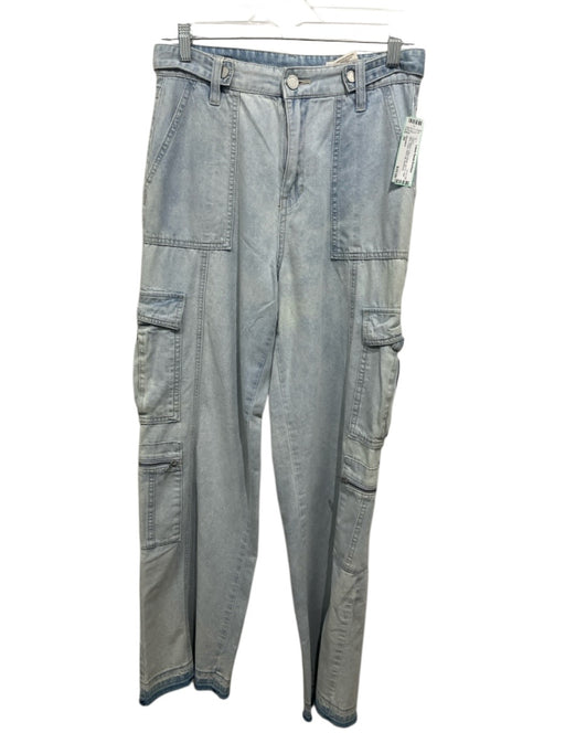 BlankNYC Size 26 Light Wash Cotton Denim Zip Fly High Rise Cargo Wide Leg Jeans Light Wash / 26