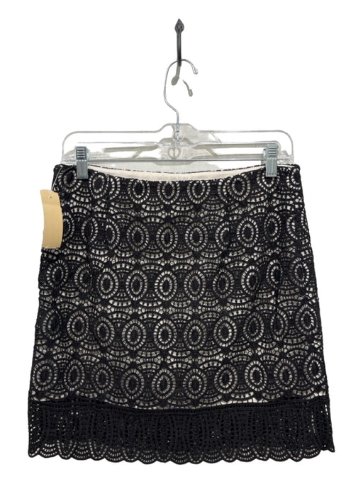 Club Monaco Size 2 Black & White Cotton Side Zip Lace Overlay Mini Skirt Black & White / 2