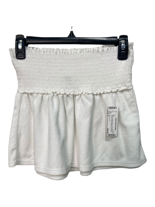 Ralph Lauren Size S White Polyester Blend Terry Cloth Mini Smocked Skirt White / S