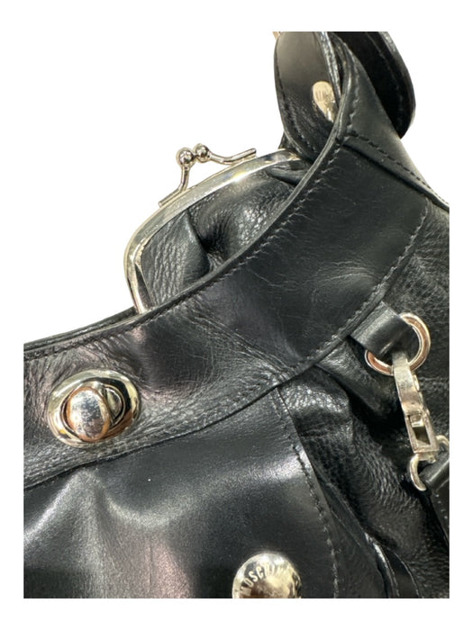 Moschino Jeans Black & Silver Leather Shoulder Strap Studs Buckles Turn Lock Bag Black & Silver / Medium