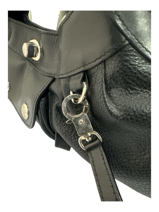 Moschino Jeans Black & Silver Leather Shoulder Strap Studs Buckles Turn Lock Bag Black & Silver / Medium