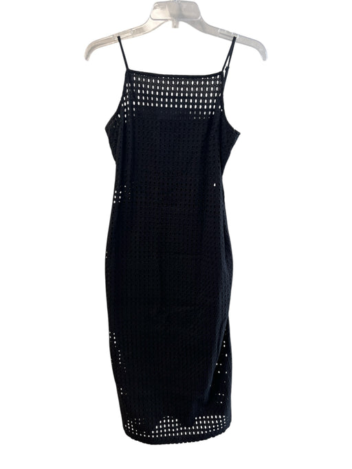 Walter Baker Size 6 Black Cotton Eyelet High Square Neck Spaghetti Strap Dress Black / 6