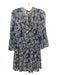 Cinq a Sept Size 4 Navy Blue, Yellow, Multi Polyester Long Sleeve Floral Dress Navy Blue, Yellow, Multi / 4
