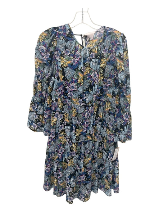 Cinq a Sept Size 4 Navy Blue, Yellow, Multi Polyester Long Sleeve Floral Dress Navy Blue, Yellow, Multi / 4